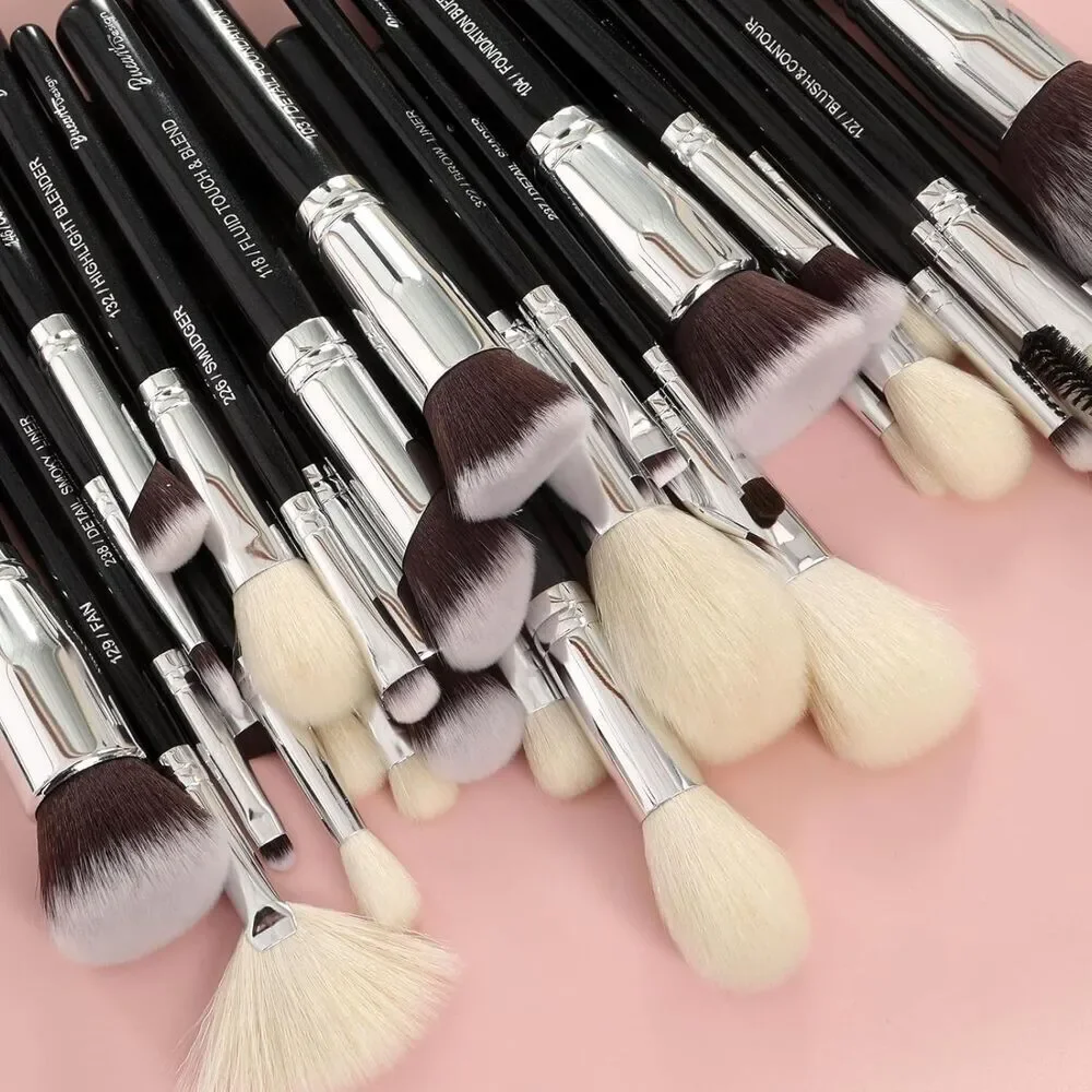 Bueart Design 32Pieces Black Luxury Goat Hair Horse Hair Makeup Brushes